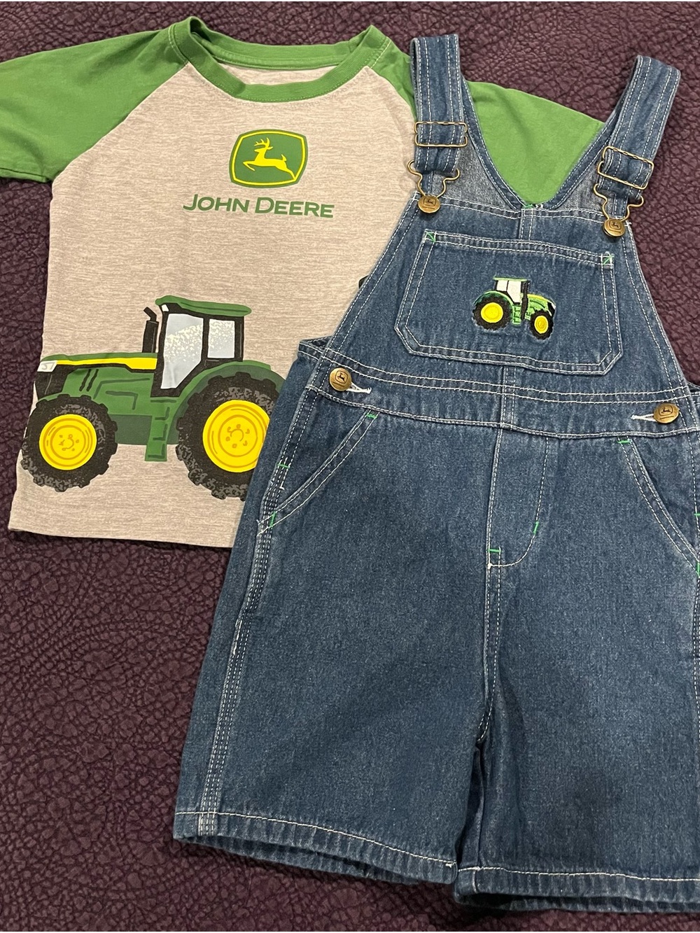 John Deere Shirt with Denim Tractor Overalls Set